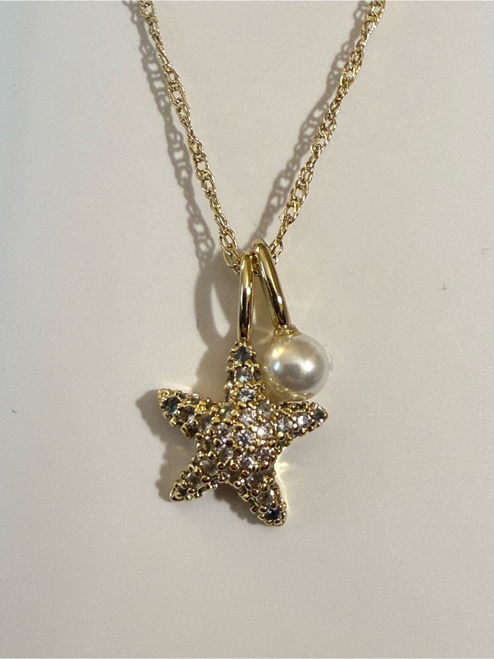 Taylor Grace 14k gold-plated starfish simulated pearl charm necklace New in Box - Picture 4 of 6
